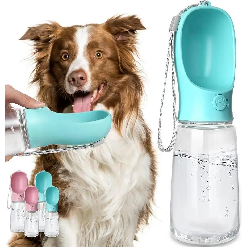 Dog Water Bottle, Leak Proof Portable Puppy Water Dispenser, Drinking Feeder for Pets, Outdoor Walking, Hiking, Travel, Food Grade Plastic, 19oz Drink