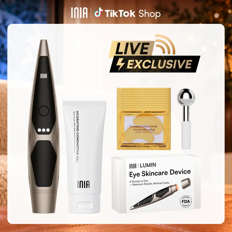 【LIVE EXCLUSIVE】INIA LUMIN 4-in-1 Eye Skincare Wand – 3 Mins a Day for Fewer Lines in 14 Days & Less Puffiness in 21, FDA-Cleared, Spa-Level Results at a Fraction of the Price, Lift & Brighten Eyes in Just Weeks,Summer Beauty Gift Ideas