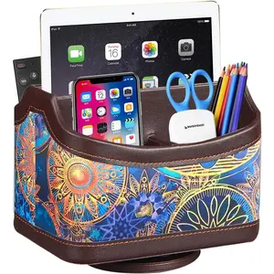Remote Control Holder, Swivel TV Remotes  for Table, Desk Accessories and Workspace Organizer for Controllers/ Art Supplies/ Stationery, Night Stand Organizers and Decorations for Living Room