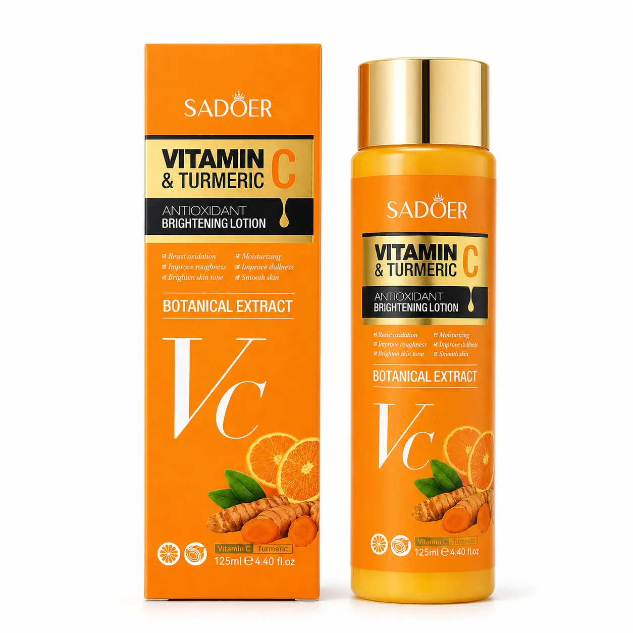 Vitamin C & Turmeric Brightening Moisturizing Lotion, Radiant Skin Moisturizer for Daily Skincare