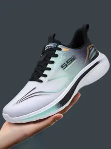 Men's Gradient Ice Silk Mesh Breathable Running Shoes, Lightweight Comfortable Eva Sole, Casual Low Top Sneakers for Spring & Fall