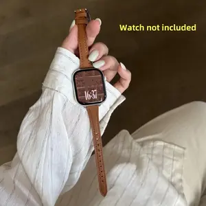 Soft Fine Leather Watch Band Compatible with Iwatch Ultra 1/2/3 Series, Fits 38mm-49mm, Unisex Casual Style, Comfortable Fit, Leather Watch Strap
