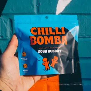 Chilli Bomba Sweet & Spicy Chili Chamoy Candy Sour Buddies - 8oz Share Size Bag