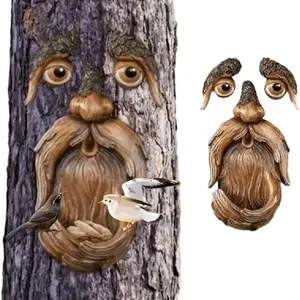 Outdoor Tree Face Bird Feeder, Creative Tree Hole Design, Garden Art Resin Craft, Outdoor & Indoor Garden Yard Decor, Bird Feeding Station