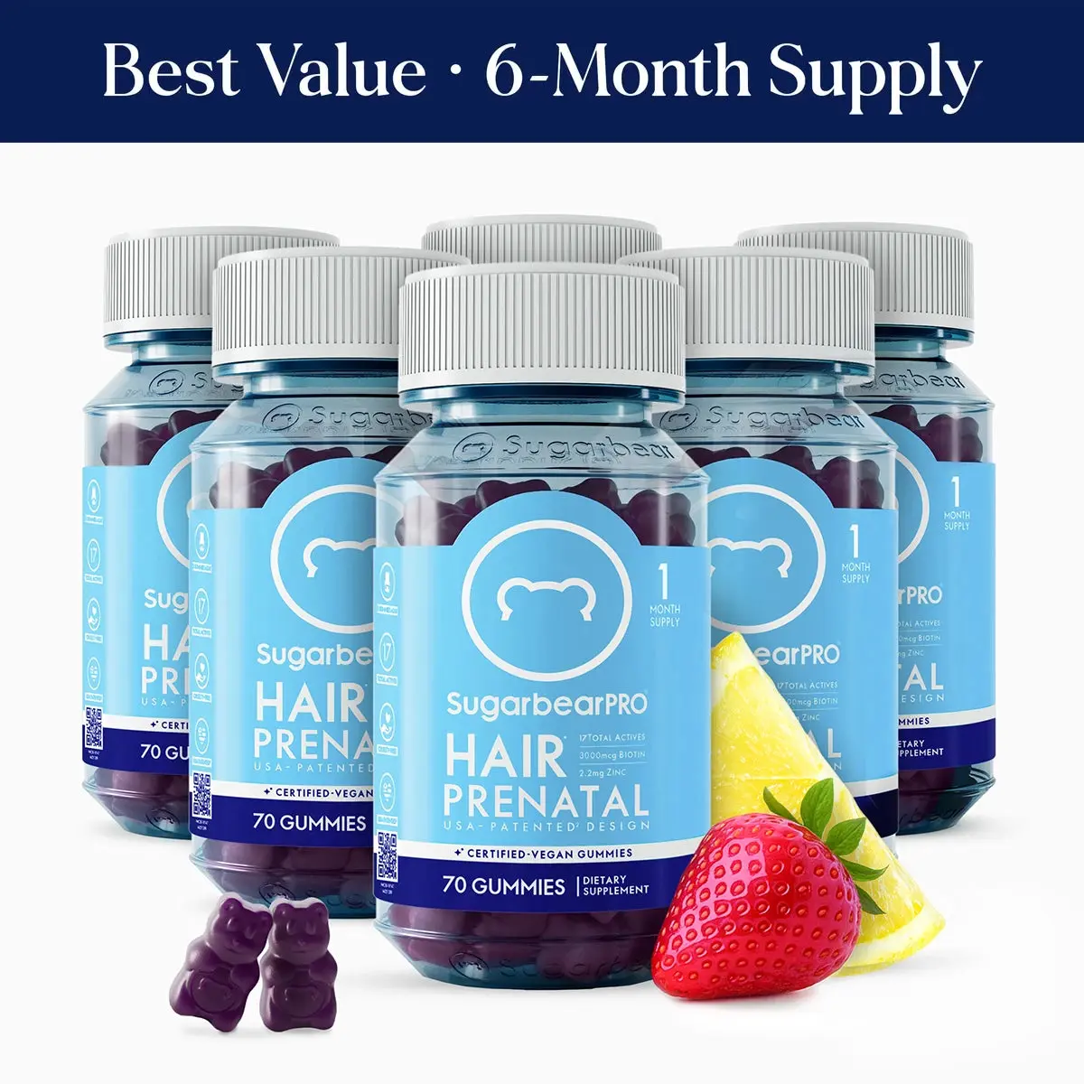 SugarbearPRO® Hair Prenatal Vegan Vitamin Gummies - 6 Month Supply  + Free Gift