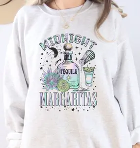 Midnight Margaritas Sweatshirt & Frosted Glass Cup Bundle Tequila Lovers Gift Set Cozy Unisex Sweatshirt Stylish Drinkware Perfect for Cocktail Enthusiasts Bottle Water Bottles