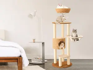 Multi-Level Cat Activity Tree with House – Heavy Duty Cat Condo with Scratching Post, Capsule Bed & Bask Tall Modern Furniture for Indoor Cats, scratch resistant, cat furniture protector, Luxury Cat Tree with Sisal Posts, feline furniture