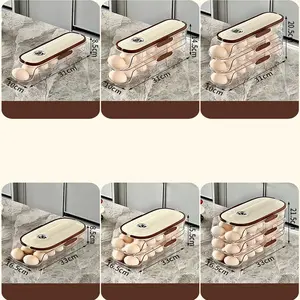 Handheld Egg Storage Box Refrigerator Side Door Organizer Food Grade Multi-Layer Automatic Rolling Egg Holder