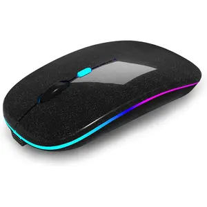 Rechargeable Laptop Mice with LED Use Portable(BT5.2 and USB 2.4G) Dual Mode Connection Silent Slim Computer  for Laptop/iPad Tablet/ MacBook/PC( Black)