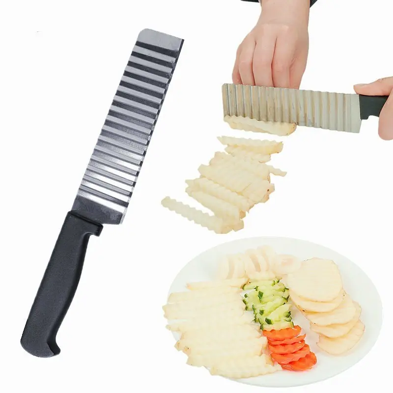 1pc Stainless Steel Potato Cutter - Wave Knife Kitchen Utensils, Fry Prep Cooking Tool for Fruits & Vegetables, Spiral Slicer Home Supply, Baseball Game Party Bag Gift Accessory shopping deals