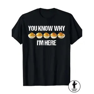 Retro You Know Why Iam Here Deviled Egg Graphic Tee Funny Thanksgiving Party Outfit Heavyweight 100 Cotton Relaxed Fit T Shirt Suitable for Holiday Gatherings and Casual Wear