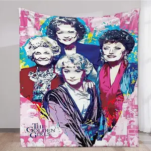 Golden Girl TV Series Themed Print Flannel Blanket,Soft and comfortable all-season blanket,suitable for bedding,sofa use,and travel.A perfect gift