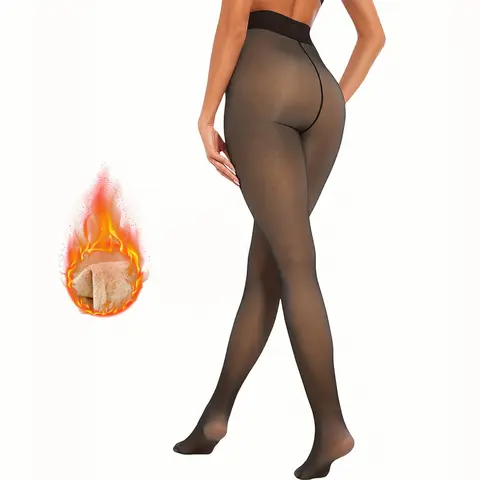 Ayx Ria Women's Thermal Magic Fleece-Lined Closed Foot Leggings - Warmer Women's Underwear, Fake Translucent Chic Look, Casual Outfits, Hand Wash Only, Fits Sizes XS-3XL, Winter Wear