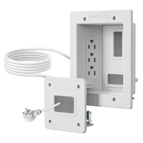 Mount-It! Indoor In-Wall TV Cable Concealer Kit with Recessed Power Socket Extender - Triple Outlet, 9ft Cord, Hand Saw, Socket Holder, Hides Wires for Tidy Look, Tools for Cleaner Sleeker TV Installations