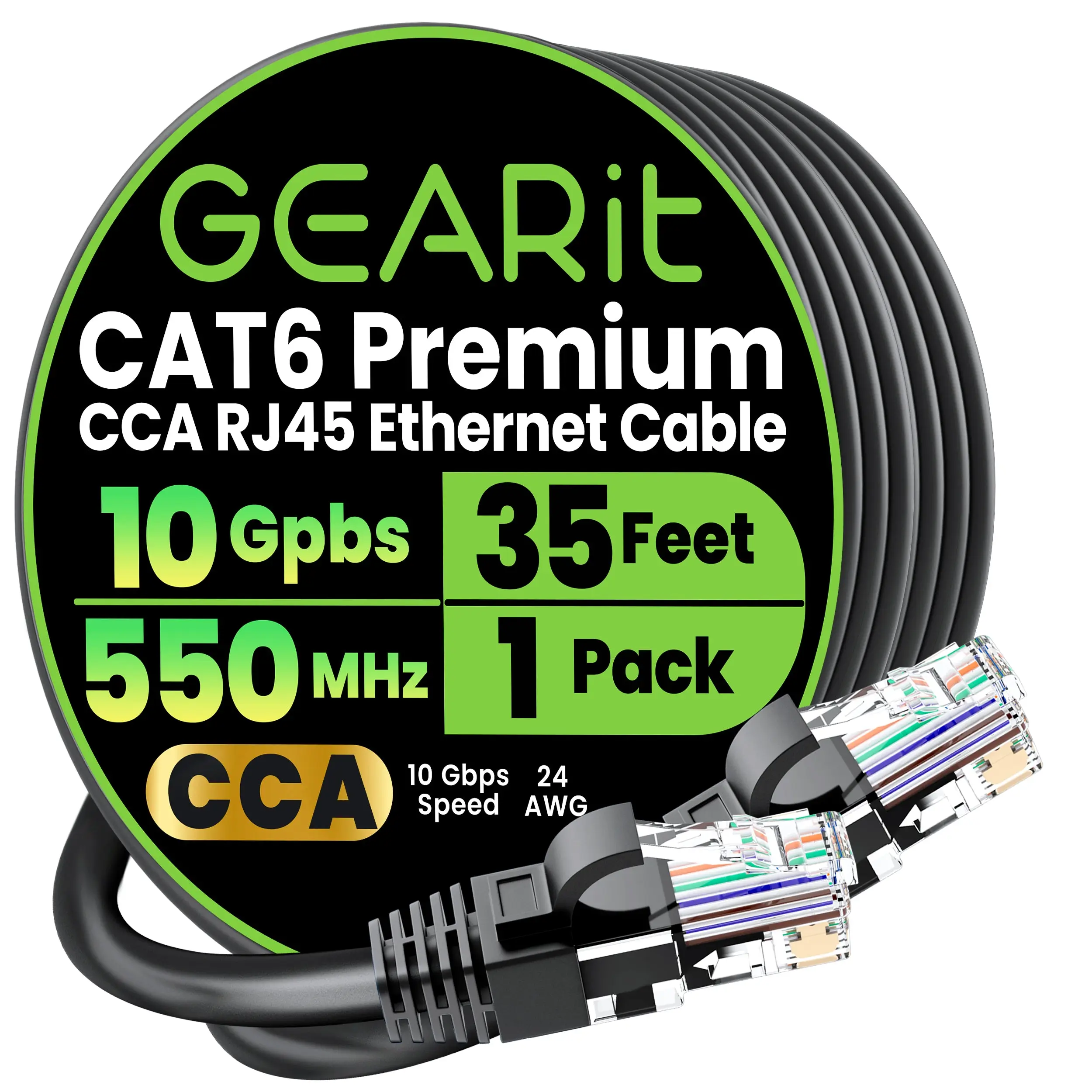 Cat6 Ethernet Patch Cable - CCA Network Cord - UTP, Black Cat6 Ethernet Patch Cable - CCA Network Cord - UTP, Black