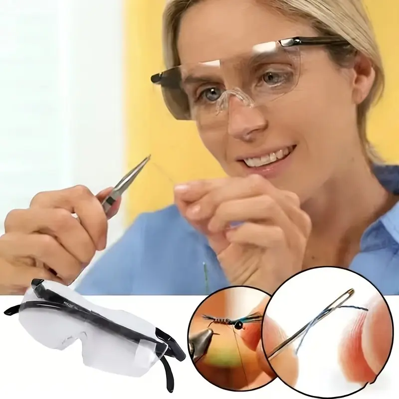 Portable Reading Magnifying Glass with Large Lens, Frameless Eyeglasses, Rimless Eyeglasses, Reading Eyewear, 250%/300% Magnification, Unisex High Quality, Ideal for Seniors