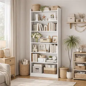 Yaheetech 6/7 Tier Open Shelf Bookshelf, Modern Simple Tall Bookcase with Top Open Compartment for Office, Study, Living Room