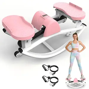 Lateral Stepper for Exercise-Rocking Stepper Machine with Resistance Bands & Anti-Slip Mat and LCD Monitor, Professional Stair Stepper for Home Workout summervibes