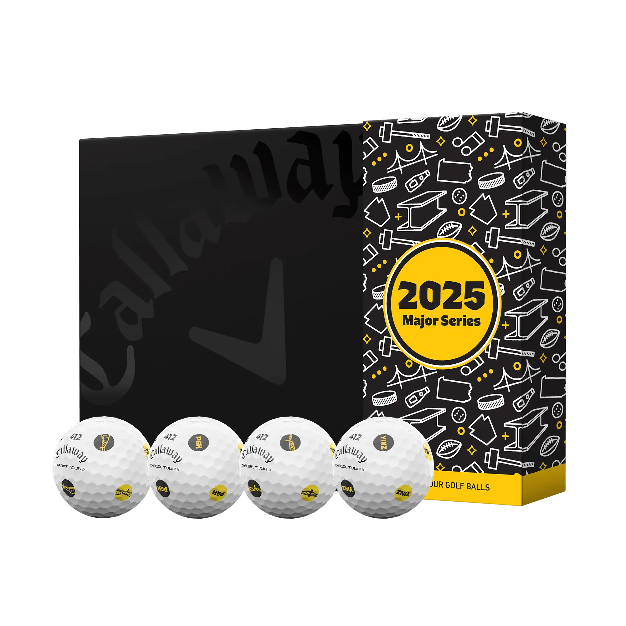 Callaway Golf Chrome Tour Major Series: Pittsburgh Golf Balls in White