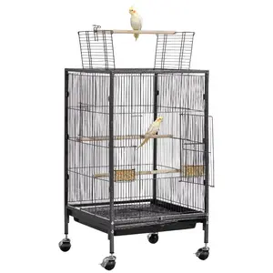 VEVOR Bird Cage, 36.6x 22.8x 59.5 inch, Flat Top, Wrought Iron Bird Flight Cage with Perches, Slide - Out Tray and Plastic Feeders, for Blue Tit, Cockatiel, Canary, Monk Parakeet, African Grey ParrotVEVOR Super Brand Day