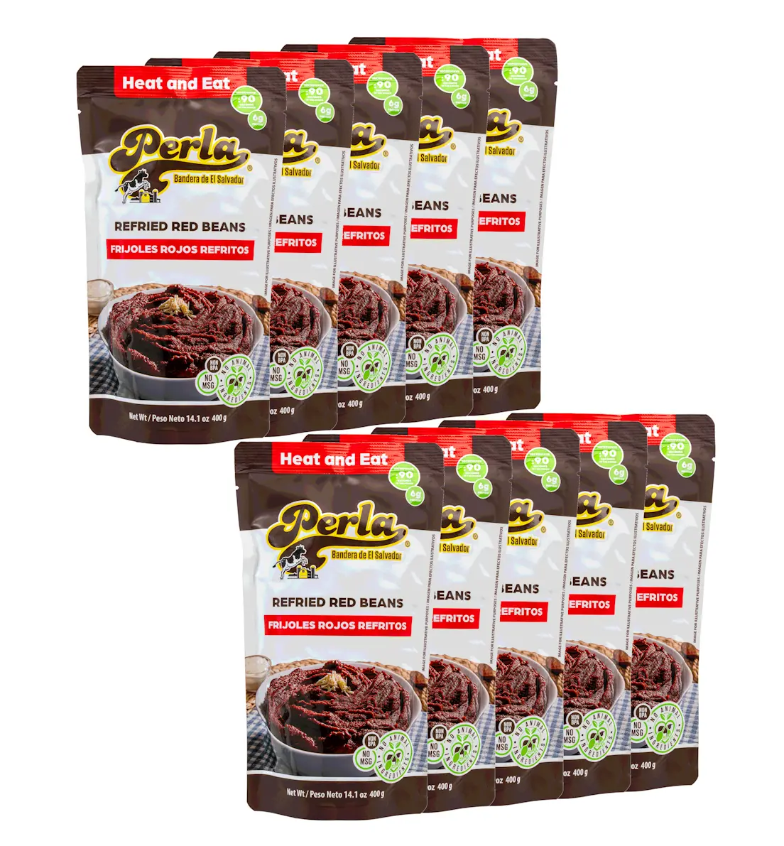 Perla Flavor Refried Red Beans (Frijoles Rojos Refritos), 14 oz - Pack of 10