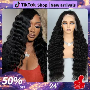 Loose Wave Lace Frontal Wigs Human Hair 220% Density Human Hair Wig Loose Wave 13x4 HD Transparent Full Lace Wigs Human Hair 15A Loose Deep Wave Glueless Wigs Human Hair Pre Plucked for Black Women