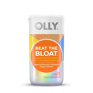 OLLY Beat The Bloat Capsules, Digestive Support Enzymes, Supplement for Women - 25 Count Edible Dietary Fitness Healthcare Optimum