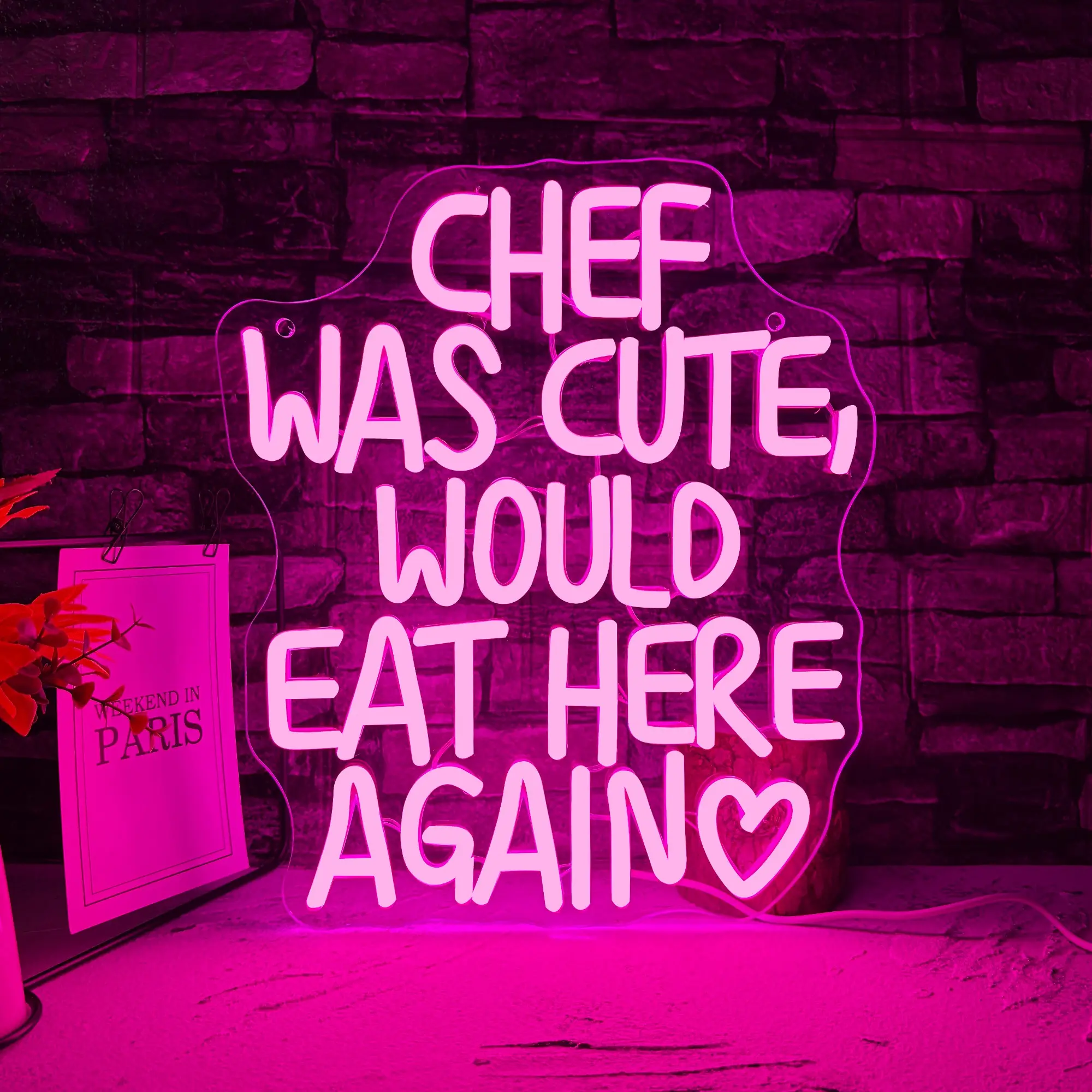 "Chef was cute,would eat here again"Sign Neon, Led Signs, Home Wall Art Neon Light, USB Light up LED Neon for Kitchen Restaurant Dining Bar Canteen, Led Neon Lights, LED Decoration, Led Lighted