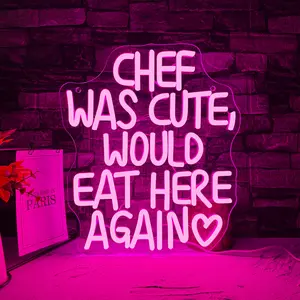 "Chef was cute,would eat here again"Sign Neon,Home Wall Art Neon Light, USB Light up LED Neon for Kitchen Restaurant Dining Bar Canteen, Led Neon Lights, Light Decor
