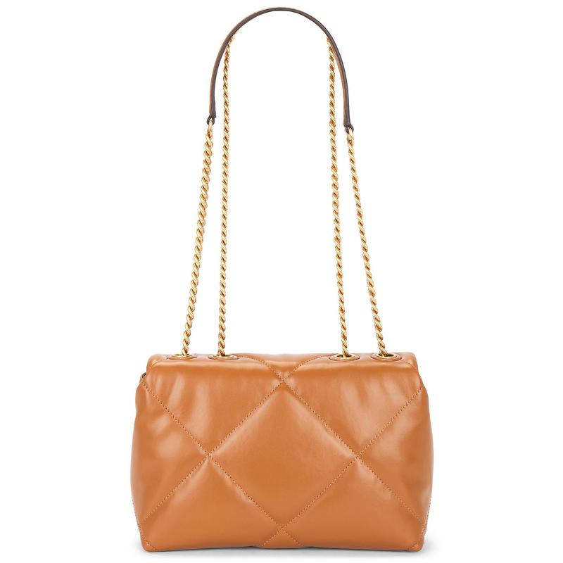 Tory Burch Kira Diamond Quilt Small Convertible Shoulder Bag in Classic Chestnut