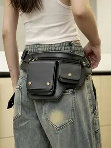 Unisex Multi-Way Leather Fanny Pack, 4-in-1 Convertible Crossbody/Waist/Thigh/Hip Bag, Streetwear Utility Pouch for Men & Women, Daily & Outdoor Use