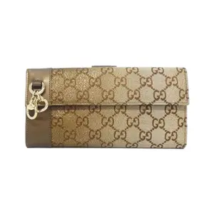 Pre-owned GUCCI Canvas Small Leather Goods GG Leather Long Wallet