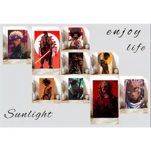 Ebonique Black Anime Wall Art, Art Posters, African-American Urban Culture Street Art, Braided Hair Themed Paintings, Black Poster Canvas Wall Art, Man Cave Decor