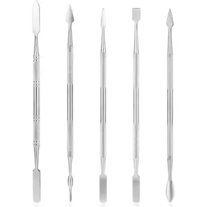 Clay Sculpting Tools 5 PCS Stainless Steel Pottery Spatula Wax Carving Tools Set Double-Ended Polymer Clay Tools Kit for Modeling Embossing Sculpting and Shaping Miniatures