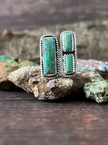 Handmade Sterling Silver Kingman Turquoise Adjustable Rings "Signed Nizhoni"