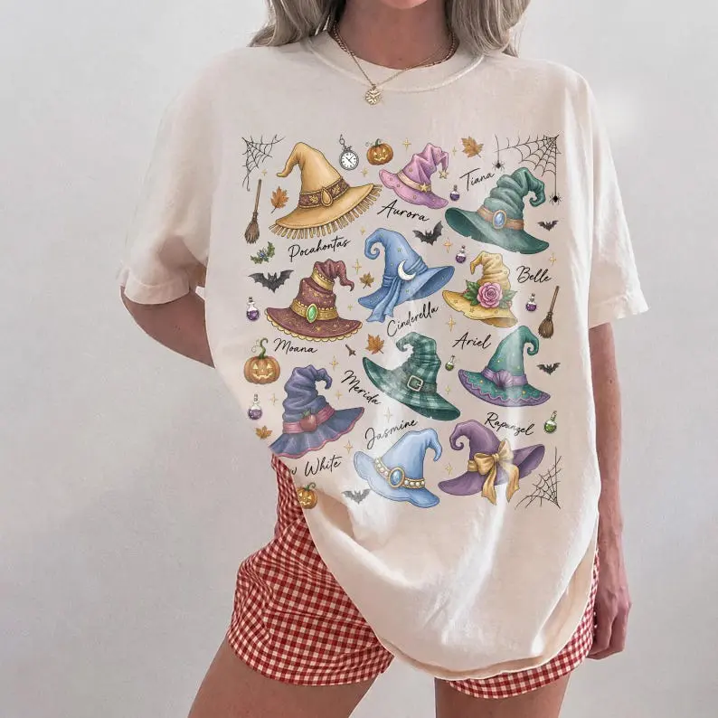 Comfort Colors Magical Fairytale Princess Halloween Shirt, Enchanted Witch Hat Tee, Retro Spooky Princess Season Top, Magical Royal Family Trip Apparel
