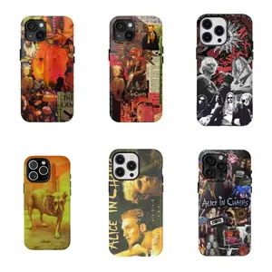 A-Alice in C.hains Inspired Collage Phone Case 90s Grunge Band Bumper Case Compatible for iPhone 17 16 15 14 13 12 11 and for Samsung  S21-S25 Perfect Gift for Music Lovers Her/Him