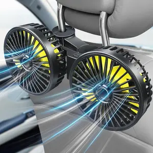 Car Fans for Backseat Kids, Dual Head Car Fans that Blow Cold Air, Cooling USB Back Seat 3 Speed 360 Degree Rotatable Headrest Fan, Adjustable Clip Vehicles Rear Seat Air Fan for Sedan SUV RV