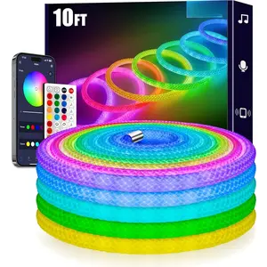 360  Luminous Reticulate Weave Rope Lights, 10ft Addressable ICRGB LED Strip Lights,  Sync, DIY Design, USB  Flexible LED Lights for Gaming Room Living Bedroom Wall Decor