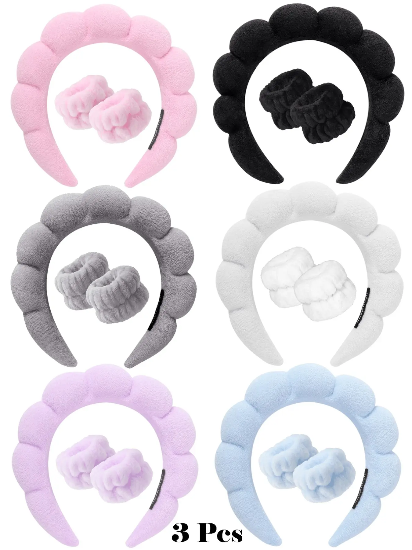 1 Face Washing Headband, 2 Face Washing Wrist Straps, 3 Set Of Hydrotherapy Headbands, Makeup, Face Washing & Skincare Headbands, Pink Velvet Sponge Headbands, Soft Headband, Face Washing Headband And Wristbands