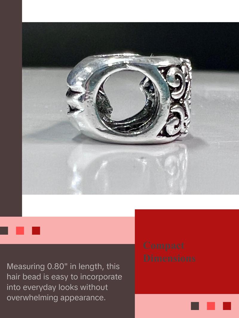 MEDIEVAL METAL Raven’s Skull Hair Bead Silver Finish Gothic Viking Accessory for Braids Dreadlocks & Viking Inspired Hairstyles