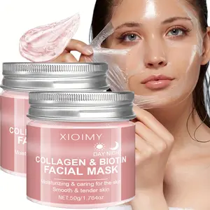 Collagen & Biotin Mask Set, Alcohol-Free Deep Hydration, Enhances Facial Elasticity, Brightens Skin, Peel-Off Face Mask, Single Item