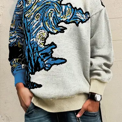 Men Abstract Sweater TikTok Shop