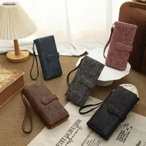 Women's Stylish RFID Blocking Embossed Leather Wallet - Foldable Trifold, All-Over Print, Large-Capacity Slim Durable Multi-Card Holder for Daily Use, Travel, Stylish Wallet