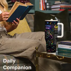 1 Pc 40oz insulated mug, double wall stainless steel vacuum cup, Thermal cup, keeps drinks hot 12 hours cold 24 hours, leak proof lid with straw, skinny tall design, for hot cold drinks, gaming drinkware, gift for men women