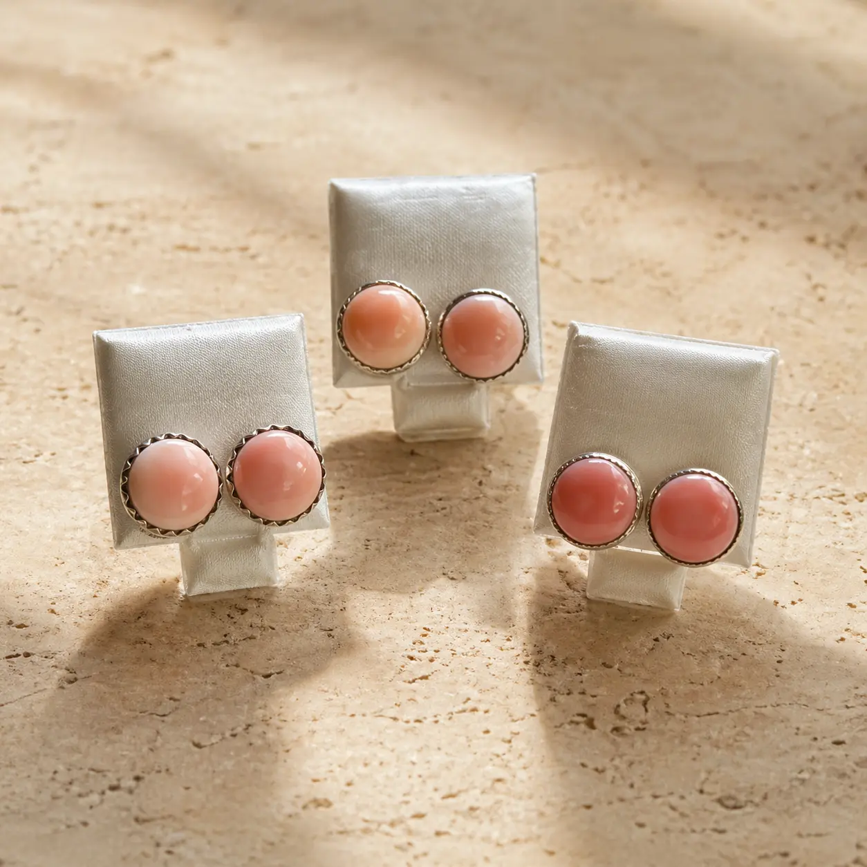 Women's Stud Earrings with Pink Conch Shell, .925 Sterling Silver Petite 0.5" Round Casual Western Jewelry, Ear Studs, One Size