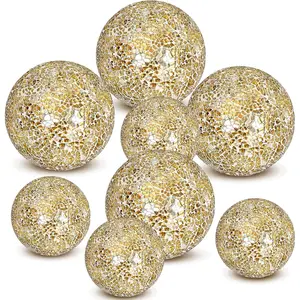 8 count Decorative Ball for Bowls, 3'' 4'' Glass Mosaic Sphere Decorative Orbs for Centerpiece Bowls Vase Fillers, Wedding, Party, Coffee Table &  Decor