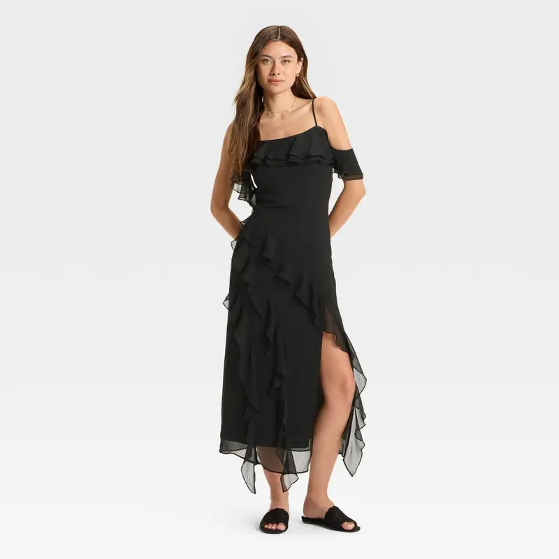 Womens One Shoulder Slip Dress-Wild Fable Black Target - TikTok Shop
