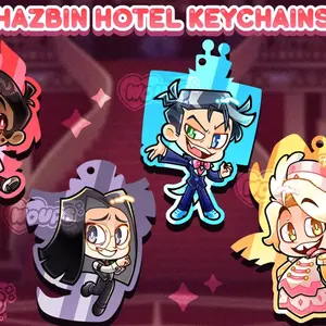 4 Styles Hazbin Hotel - Colored Translucent Keychains - Alastor Sir Pentious Abel Vox Bag Charms
