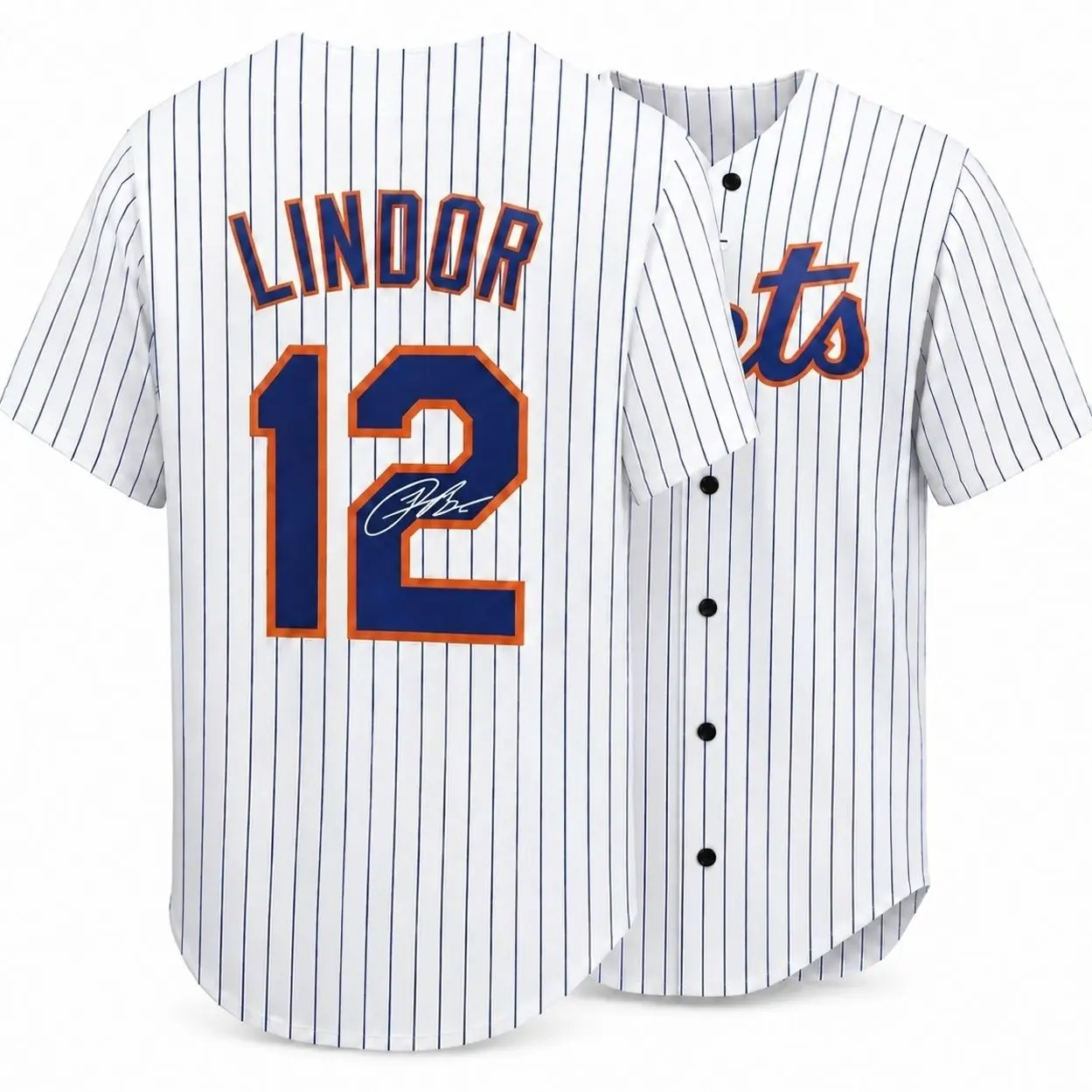All-over Print Baseball Jersey Without Piping, Lindor #12 Facsimile Autographed Sports Fan Jersey, Baseball Fan Uniform C
